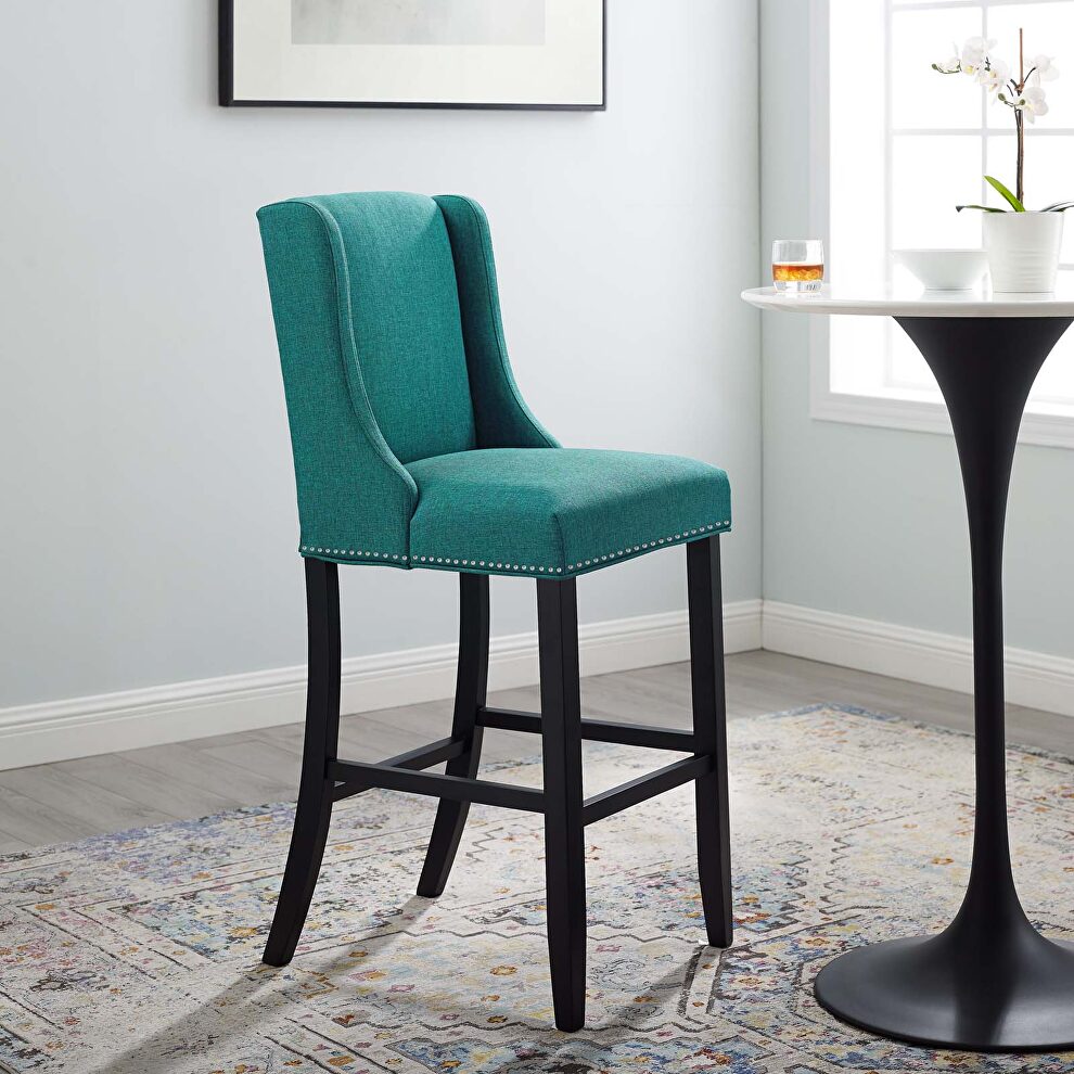 Upholstered fabric bar stool in teal by Modway