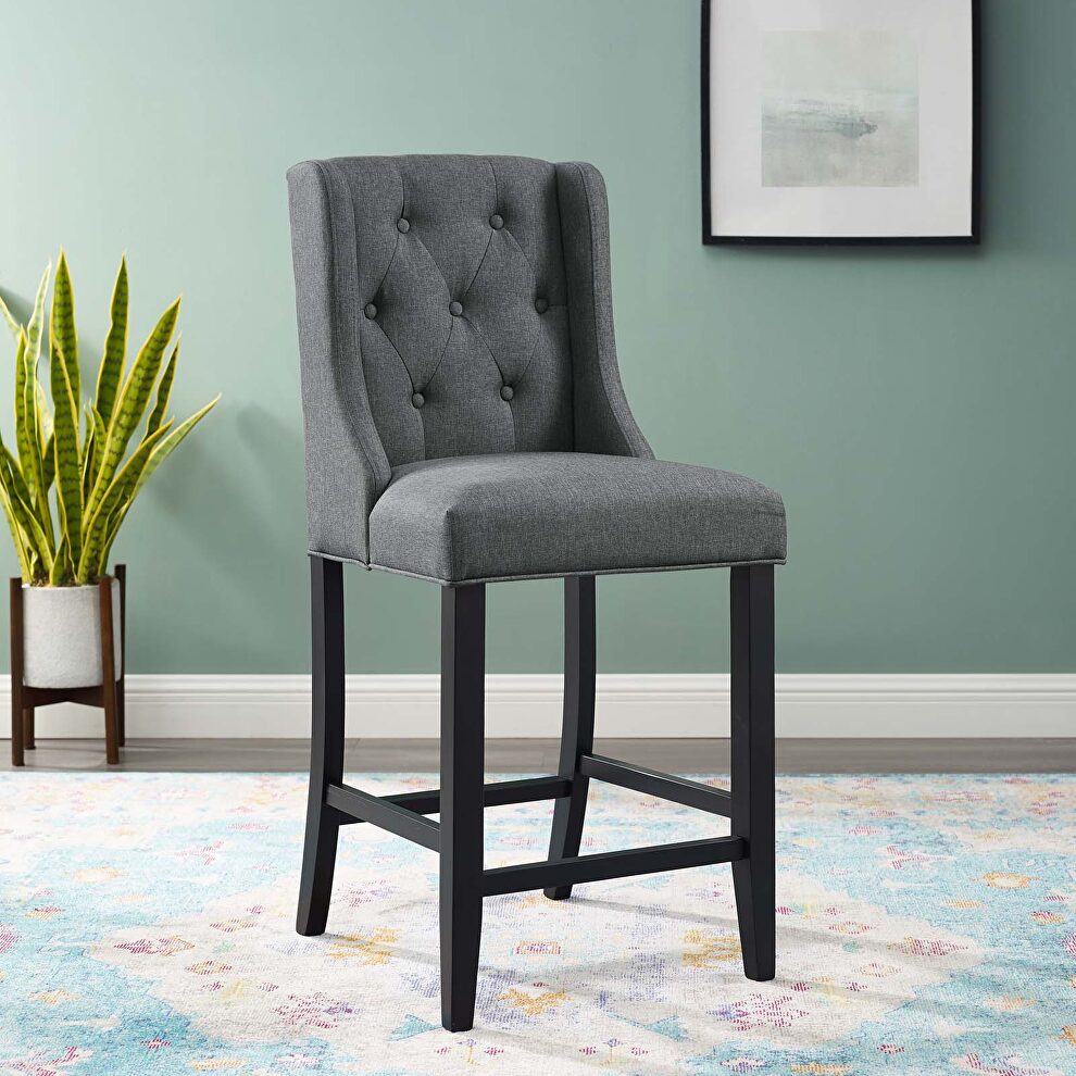 Tufted button upholstered fabric counter stool in gray by Modway