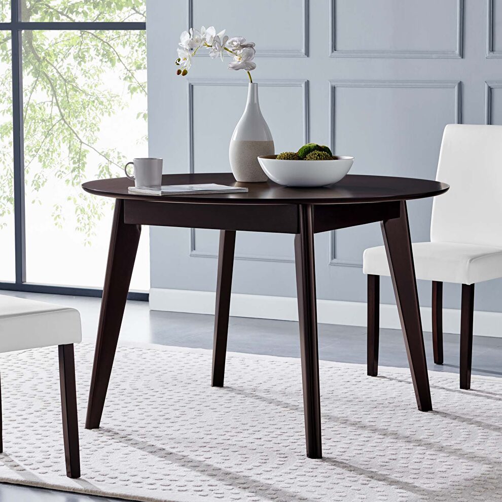 Round dining table in cappuccino by Modway