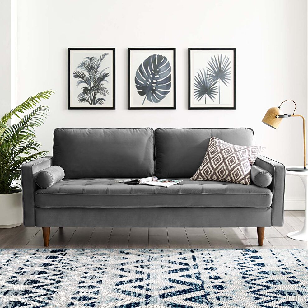 Performance velvet sofa in gray by Modway