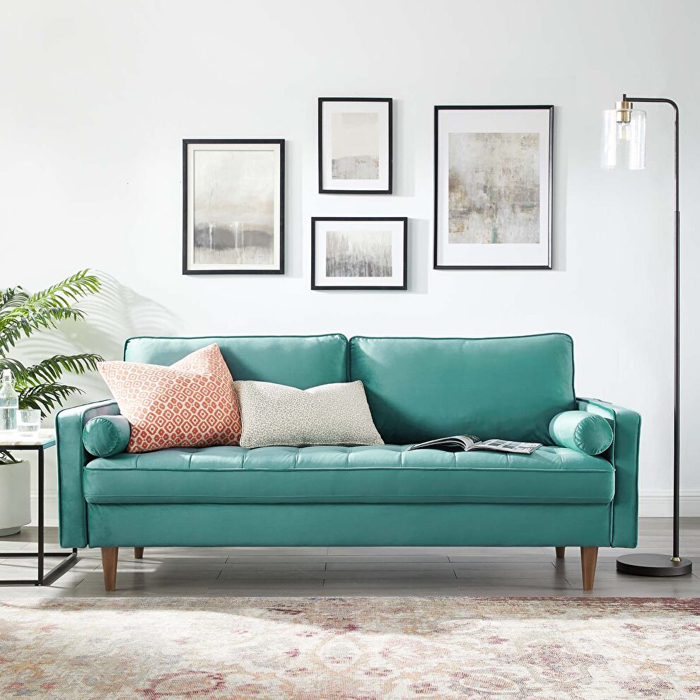 Performance velvet sofa in teal by Modway