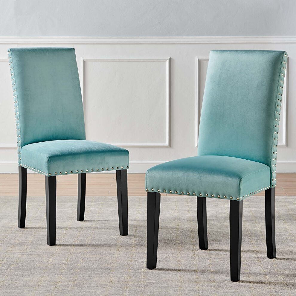 Performance velvet dining side chairs - set of 2 in mint by Modway