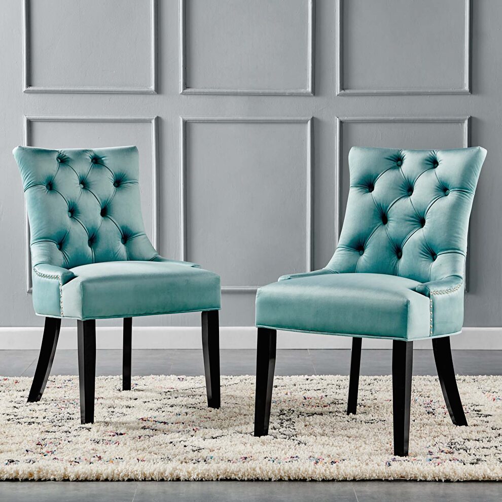 Tufted performance velvet dining side chairs - set of 2 in mint by Modway