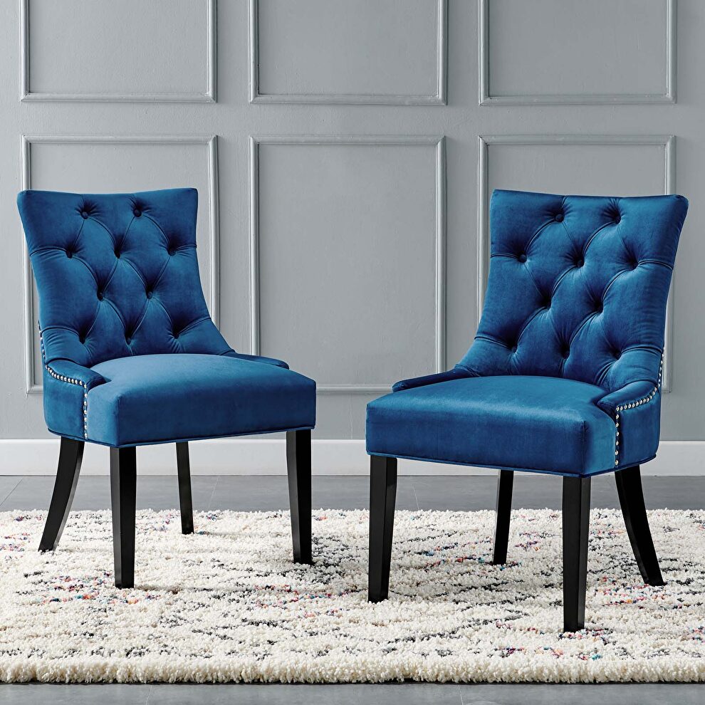 Tufted performance velvet dining side chairs - set of 2 in navy by Modway
