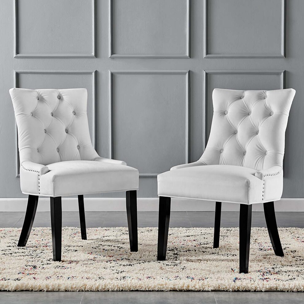 Tufted performance velvet dining side chairs - set of 2 in white by Modway