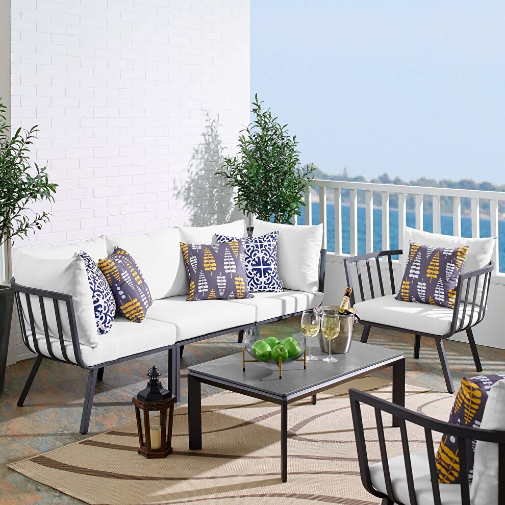 5 piece outdoor patio aluminum set in gray/ white by Modway