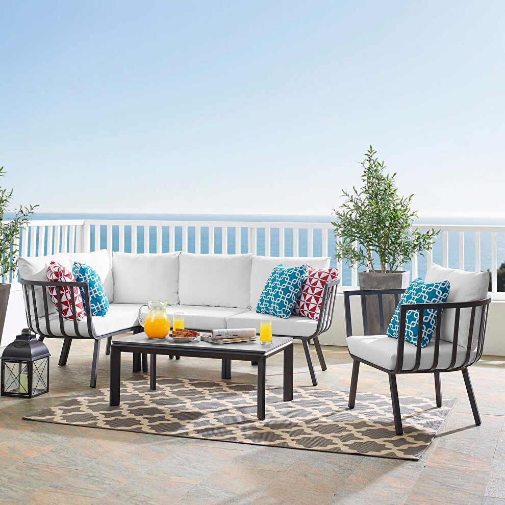 6 piece outdoor patio aluminum set in gray/ white by Modway