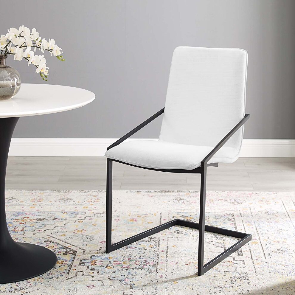 Upholstered fabric dining armchair in black white by Modway