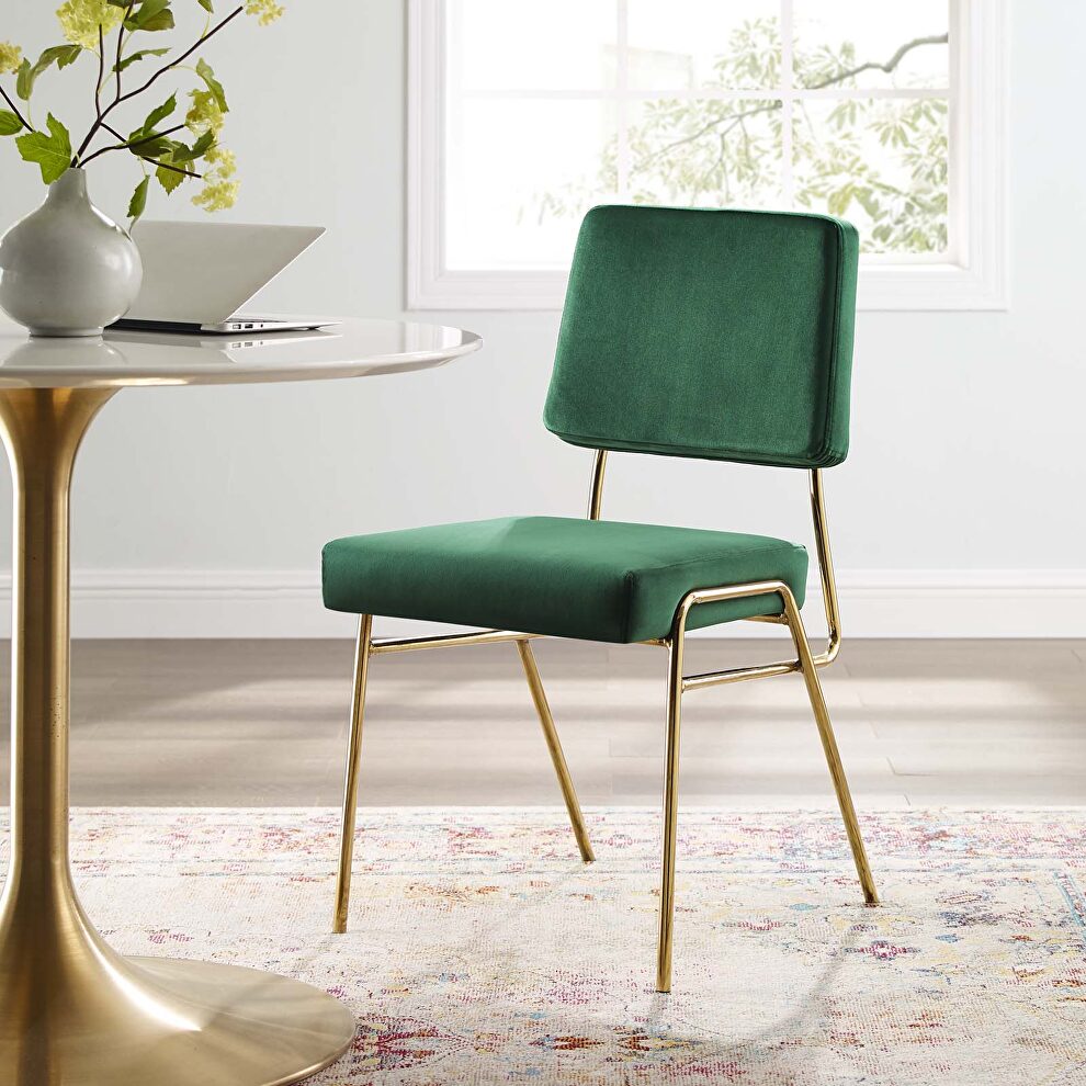 Performance velvet dining side chair in gold green by Modway
