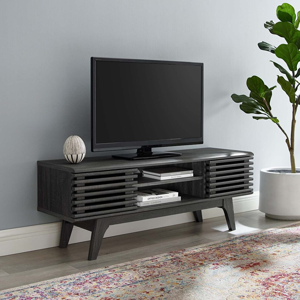 Media console TV stand in charcoal finish by Modway