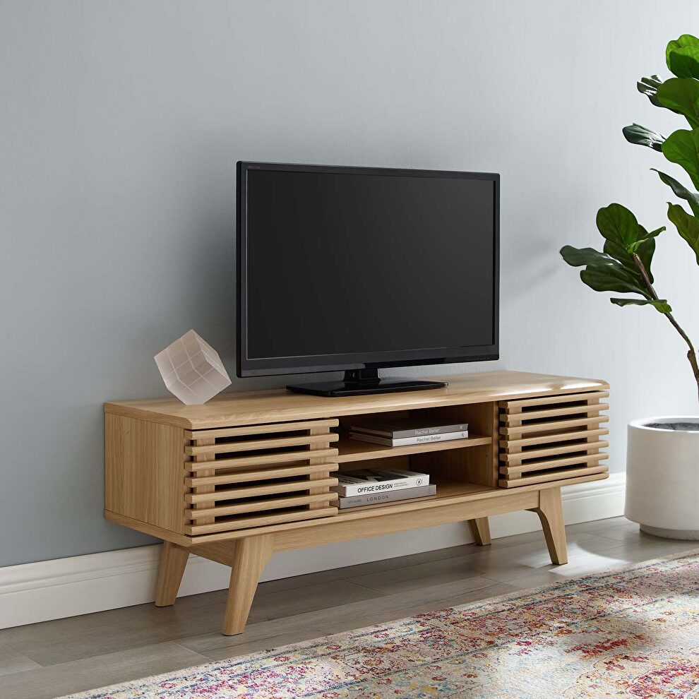 Media console TV stand in oak finish by Modway