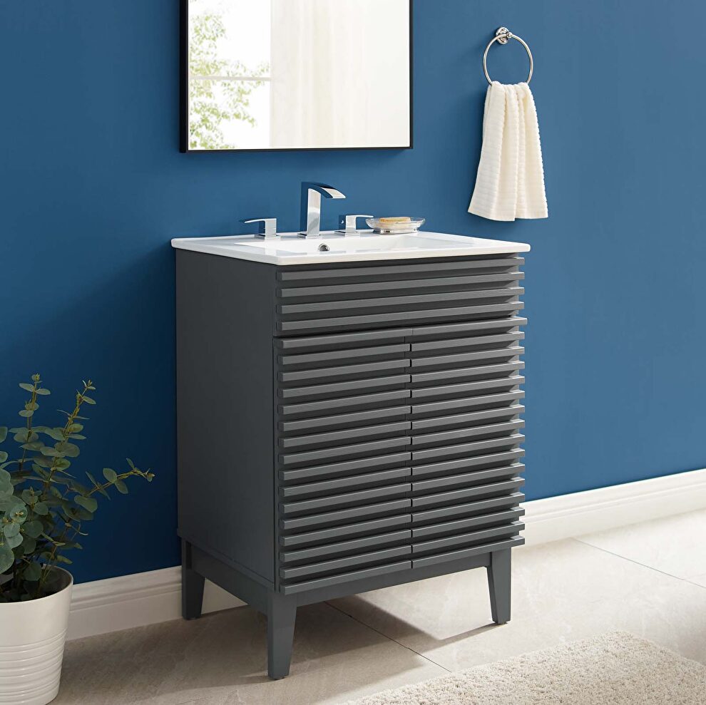 Bathroom vanity in gray white by Modway