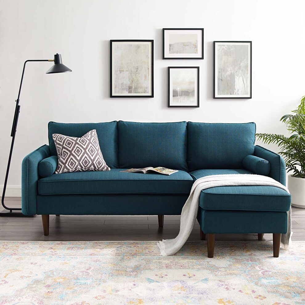 Right or left sectional sofa in azure by Modway