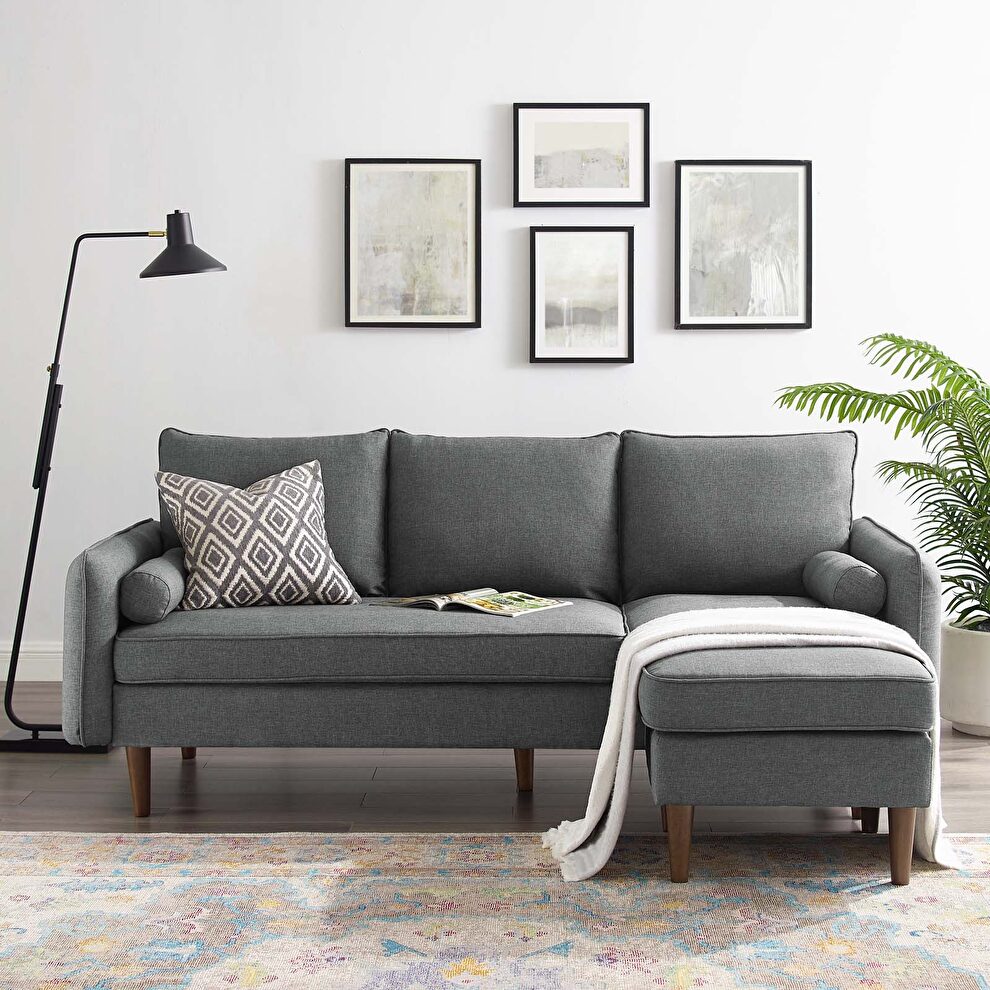 Right or left sectional sofa in gray by Modway