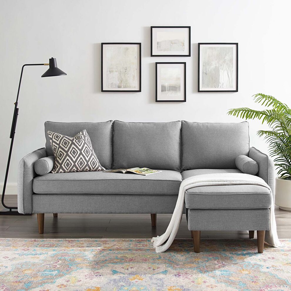 Right or left sectional sofa in light gray by Modway