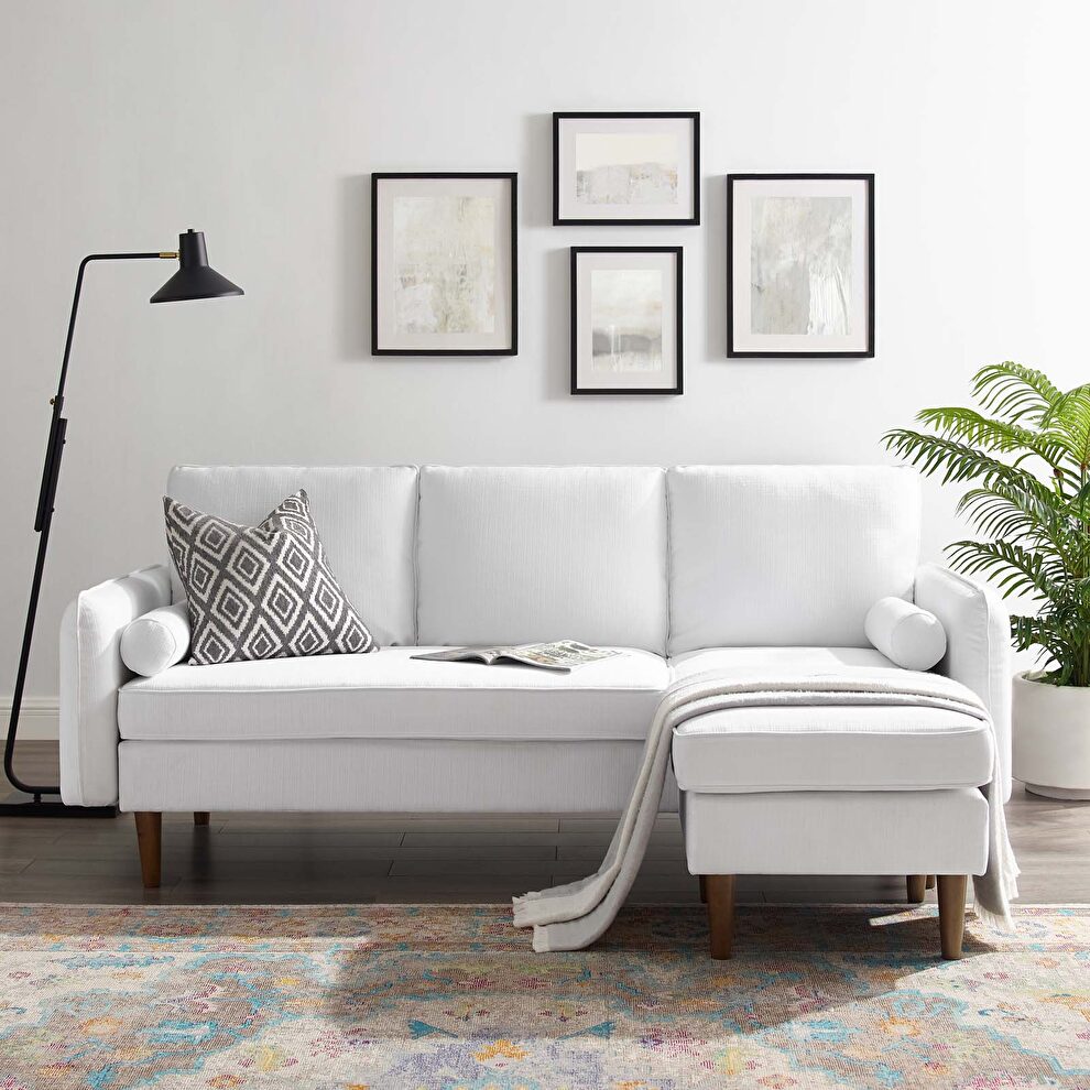 Right or left sectional sofa in white by Modway