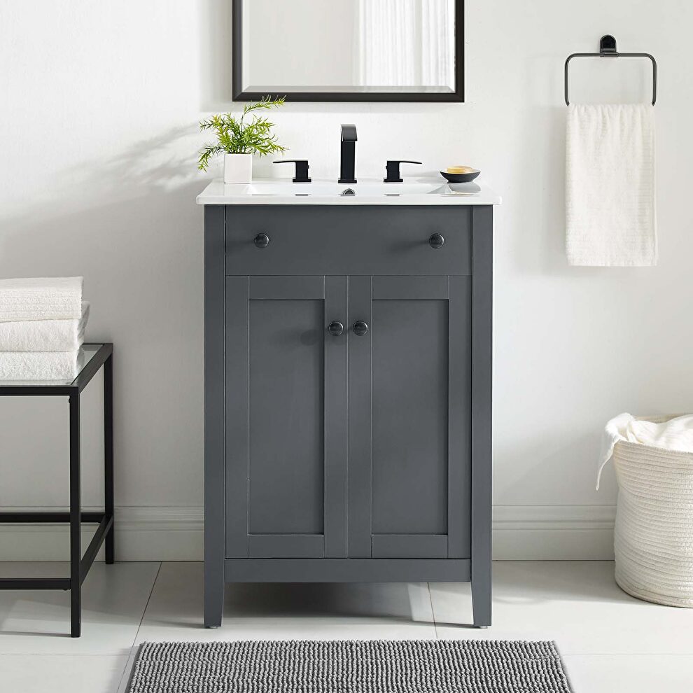 Bathroom vanity cabinet (sink basin not included) in gray by Modway