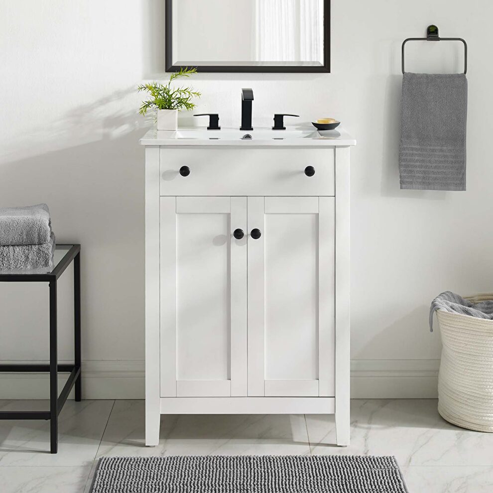 Bathroom vanity cabinet (sink basin not included) in white by Modway