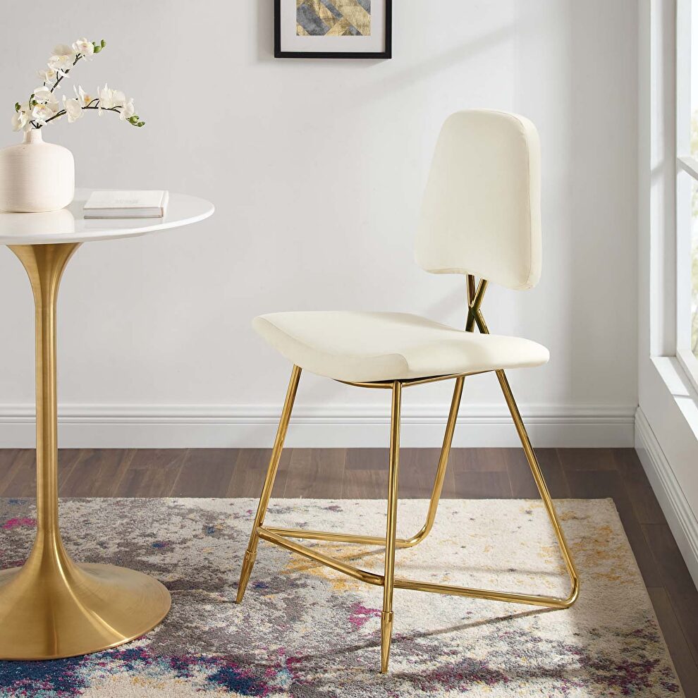 Performance velvet counter stool in ivory by Modway