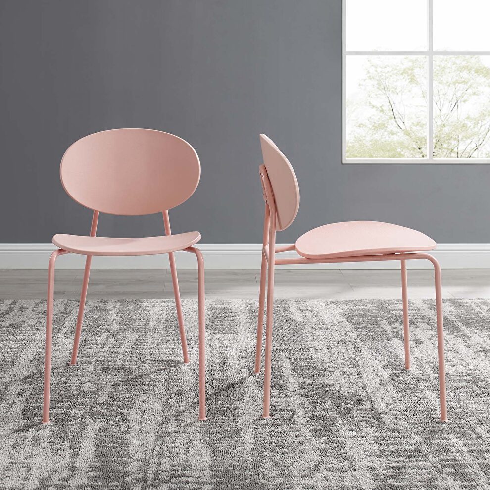 Dining side chair set of 2 in pink by Modway