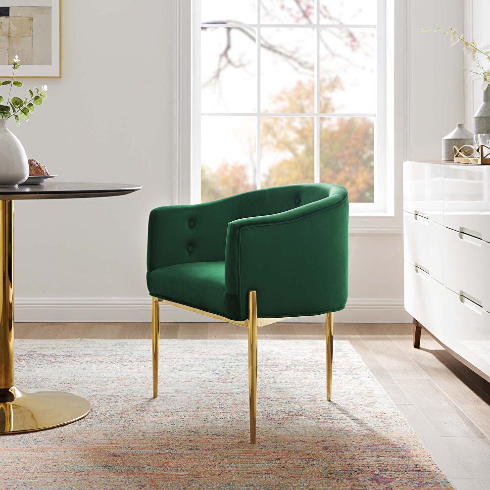 Tufted performance velvet accent chair in emerald by Modway