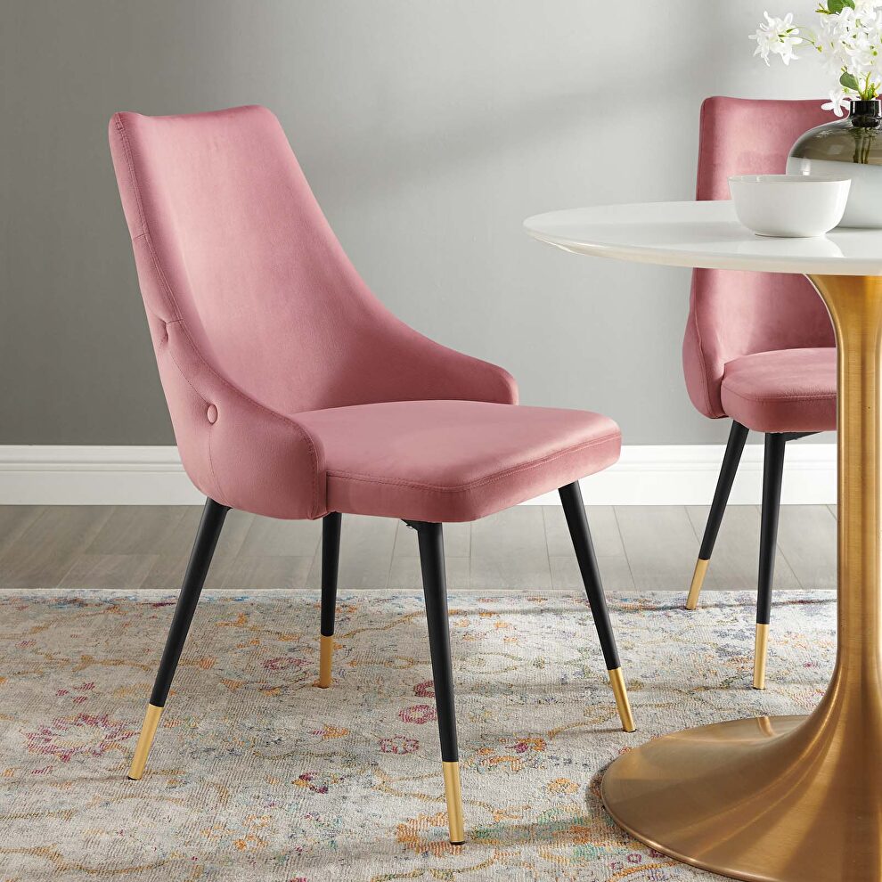 Tufted performance velvet dining side chair in dusty rose by Modway