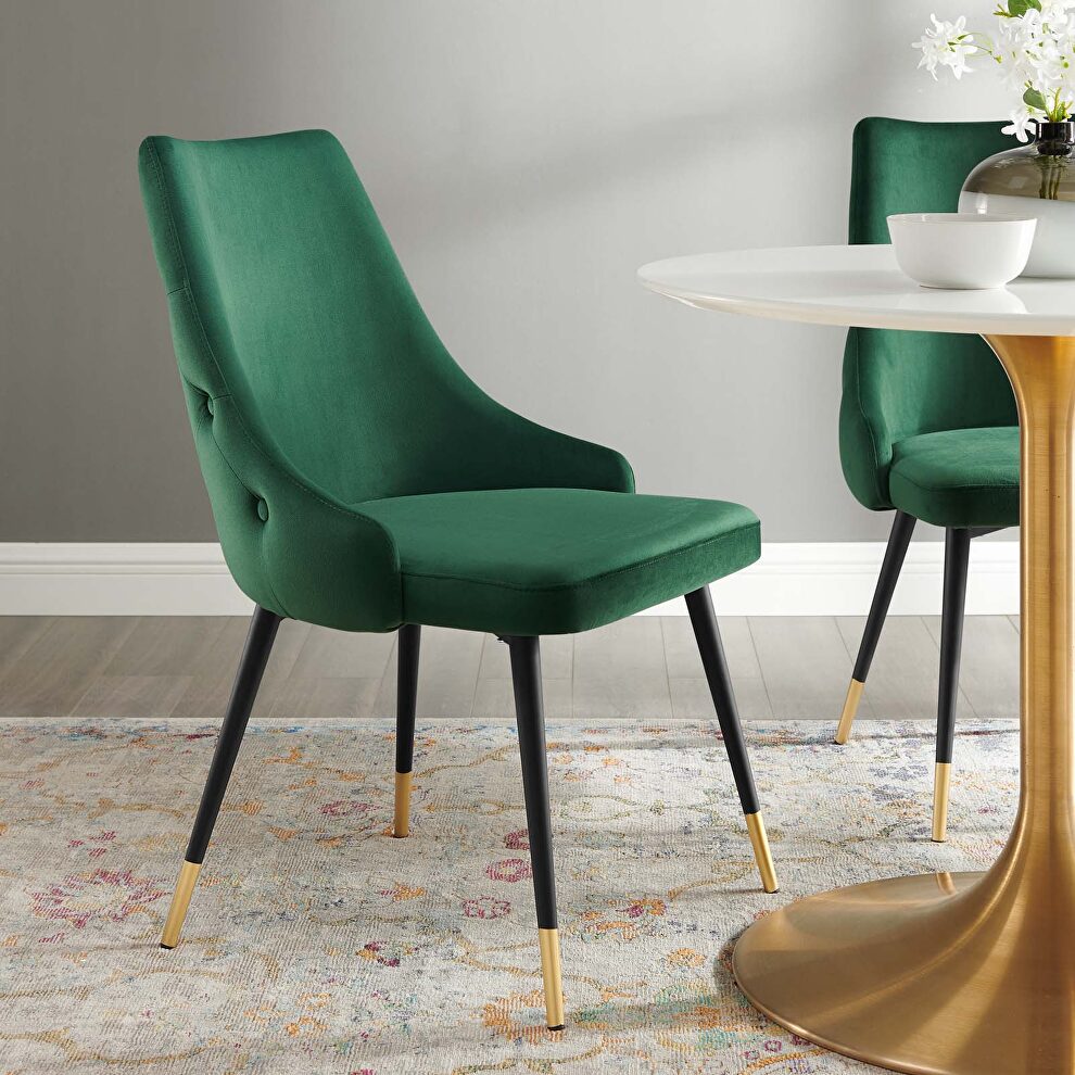 Tufted performance velvet dining side chair in green by Modway