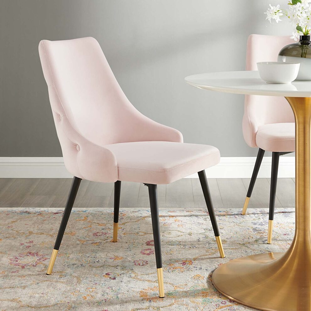 Tufted performance velvet dining side chair in pink by Modway