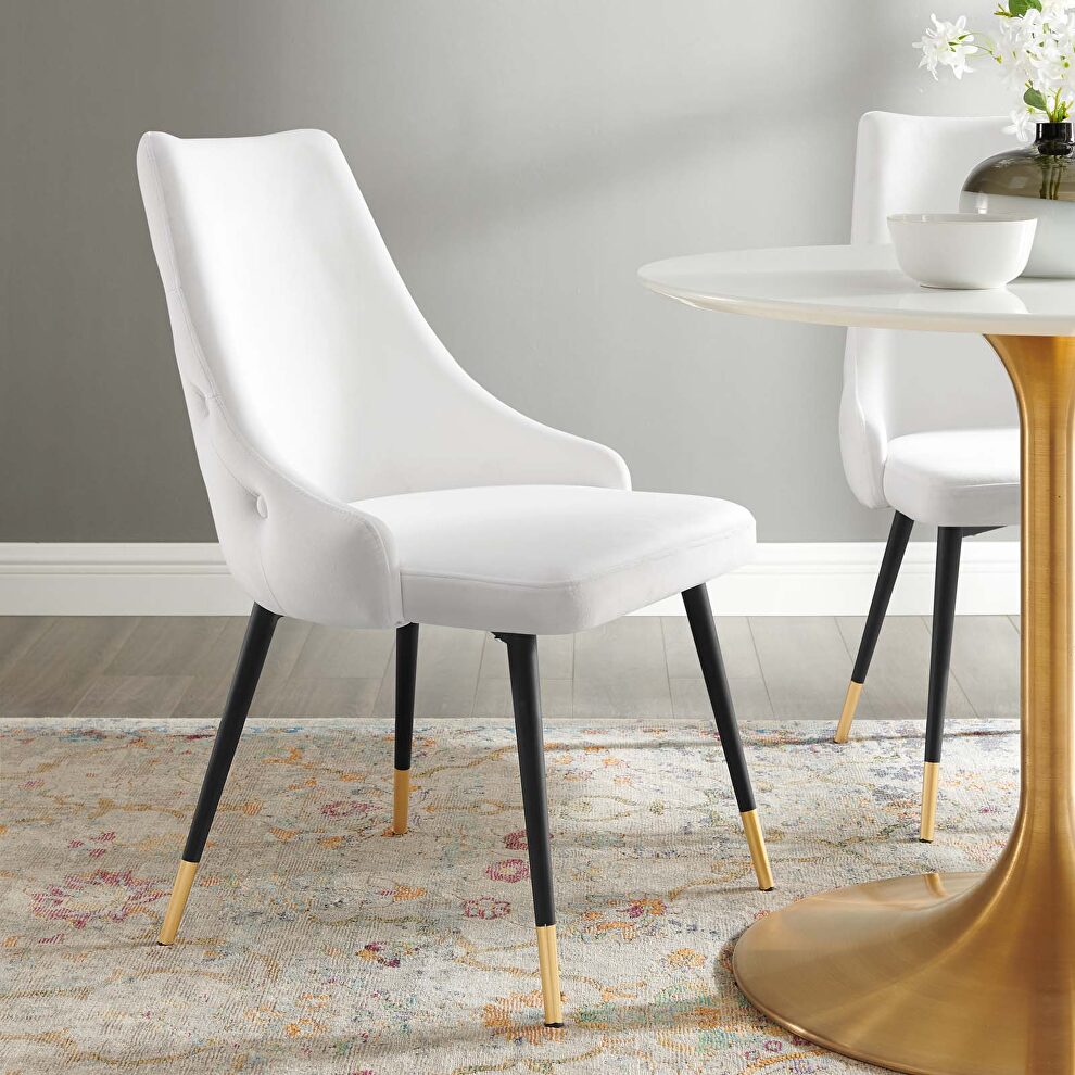Tufted performance velvet dining side chair in white by Modway