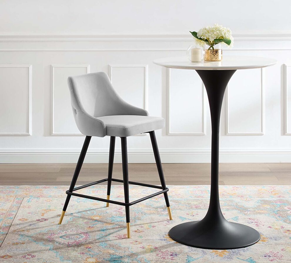 Performance velvet counter stool in light gray by Modway