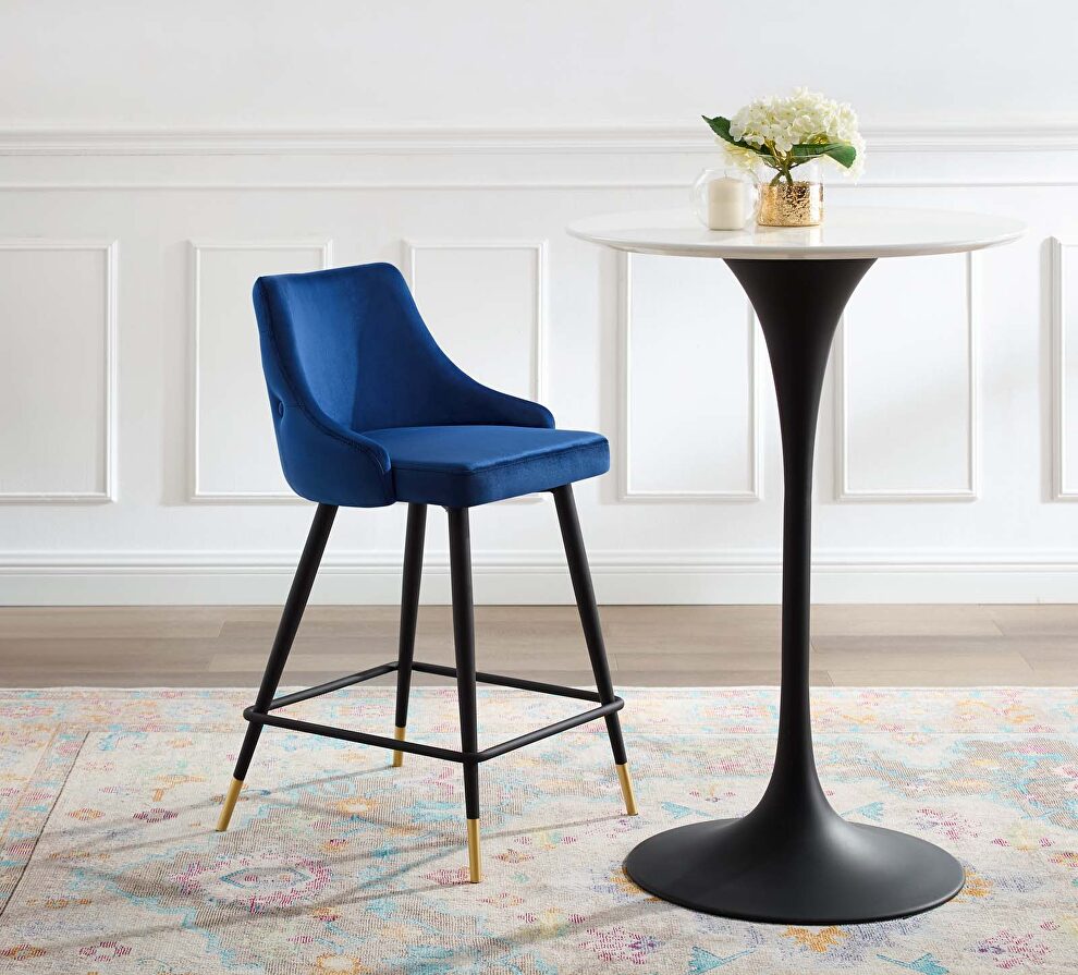 Performance velvet counter stool in navy by Modway
