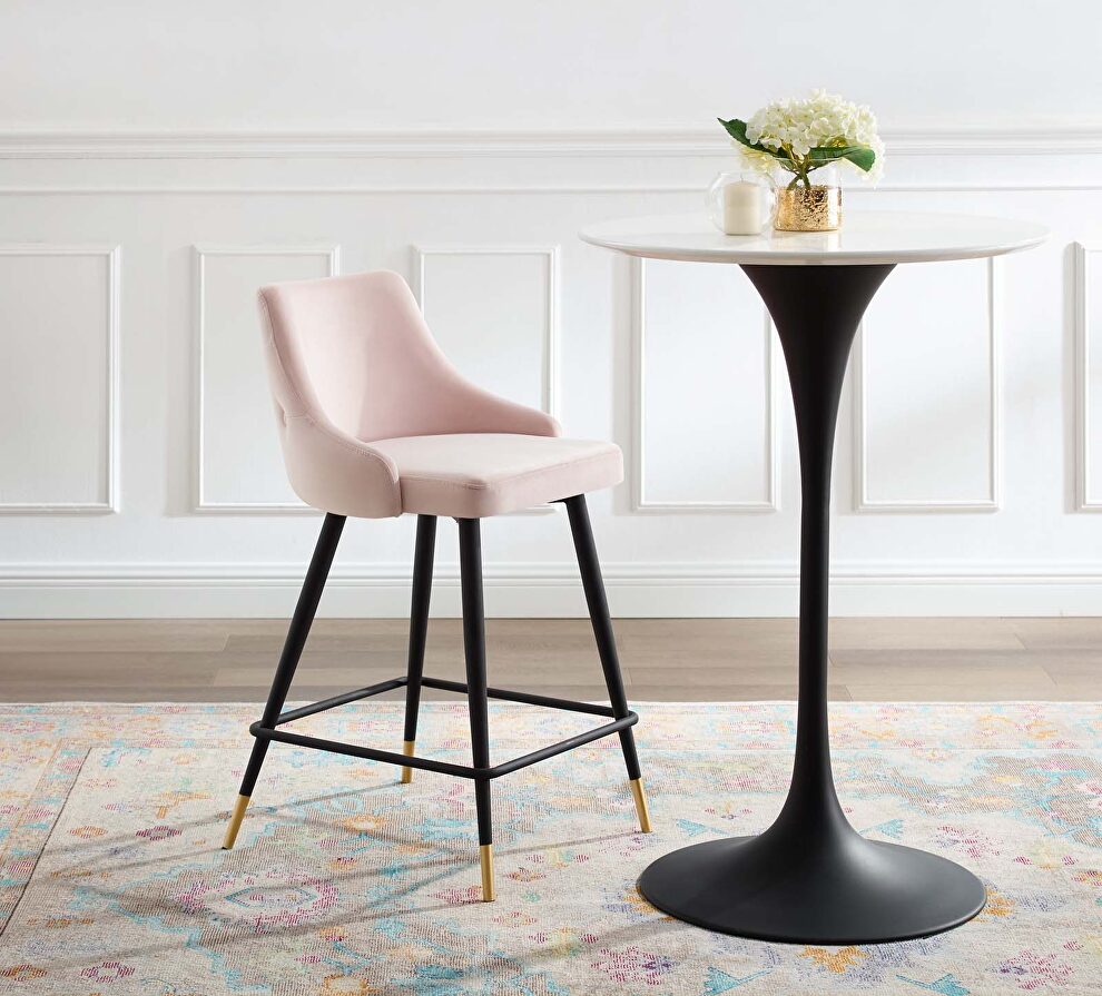 Performance velvet counter stool in pink by Modway