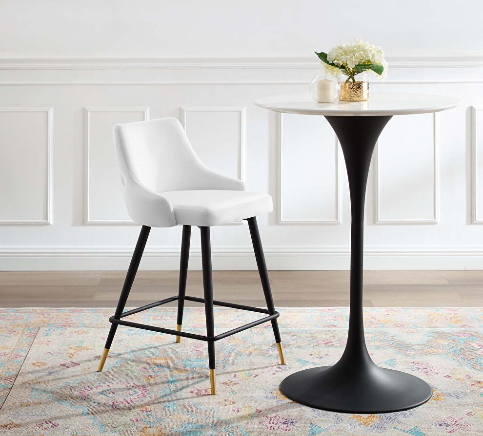 Performance velvet counter stool in white by Modway