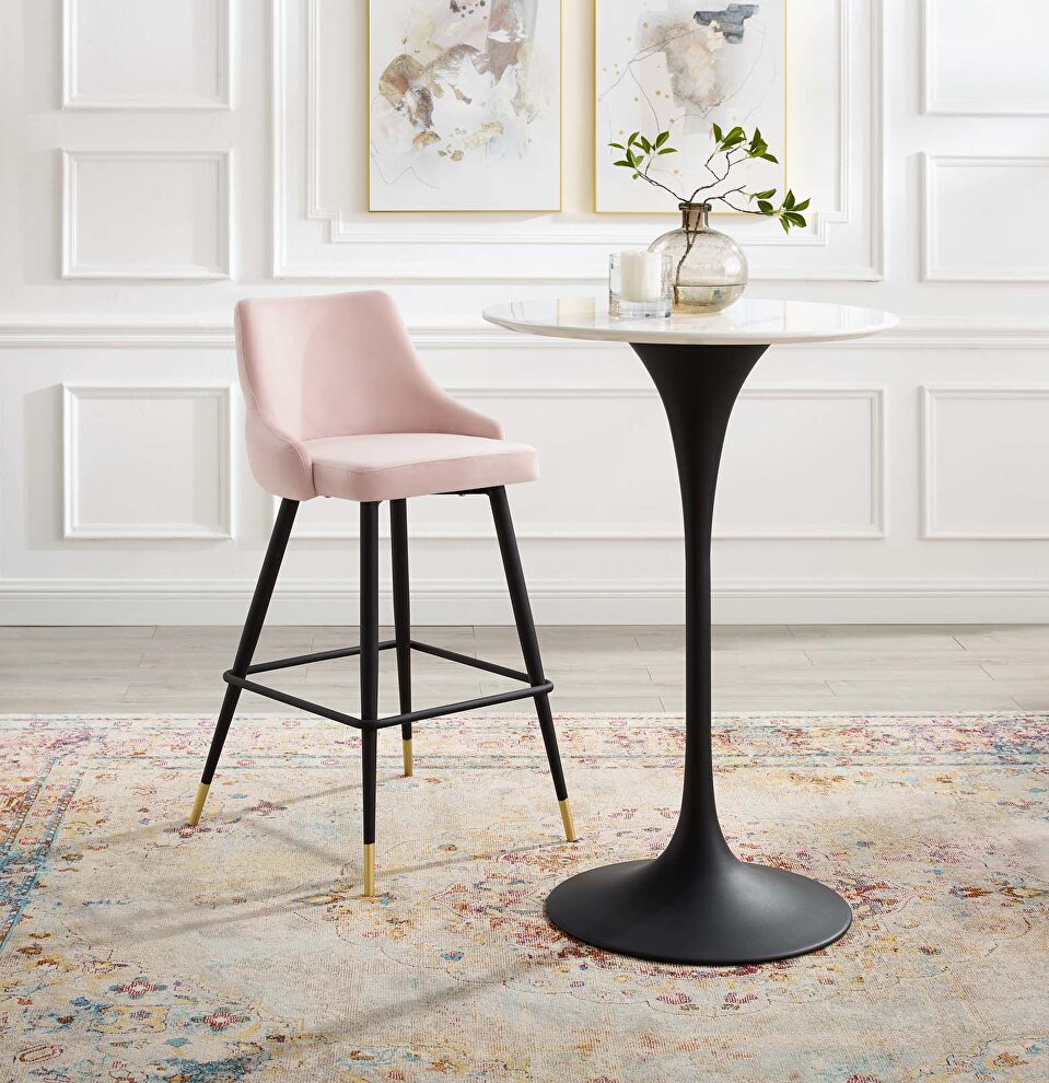 Performance velvet bar stool in pink by Modway