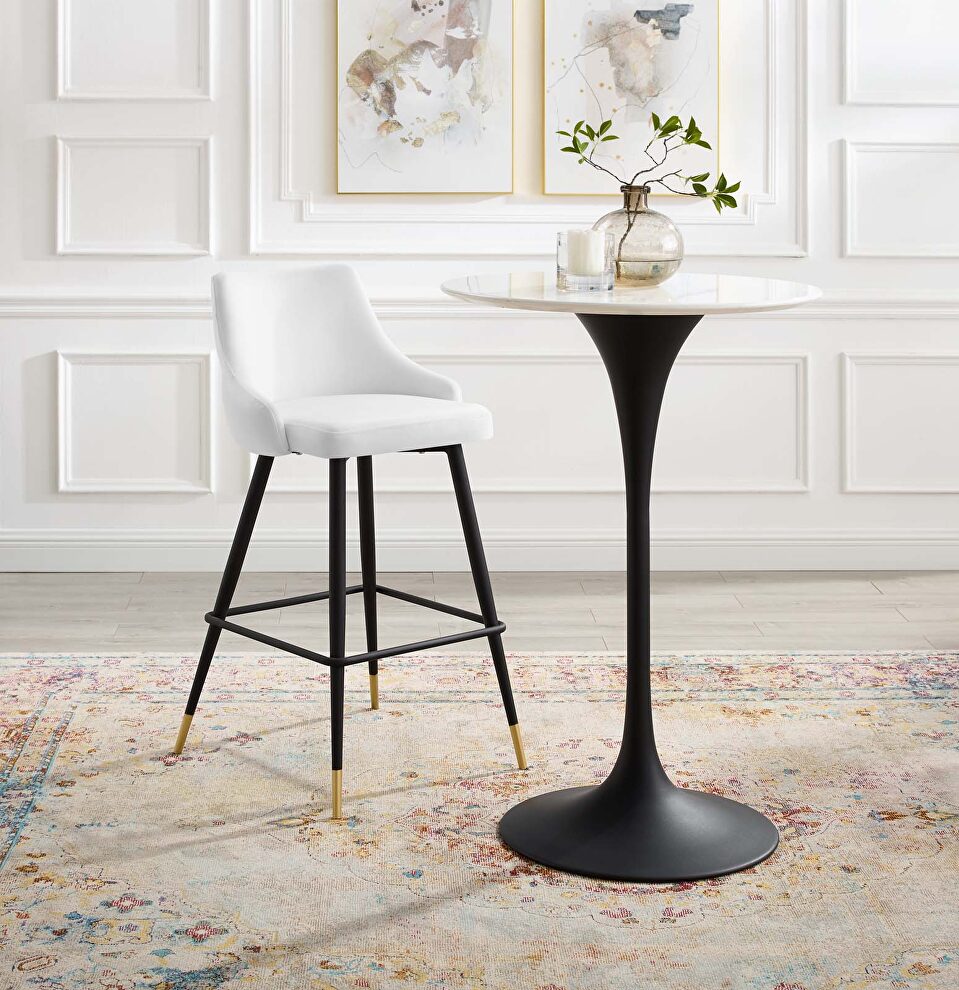Performance velvet bar stool in white by Modway