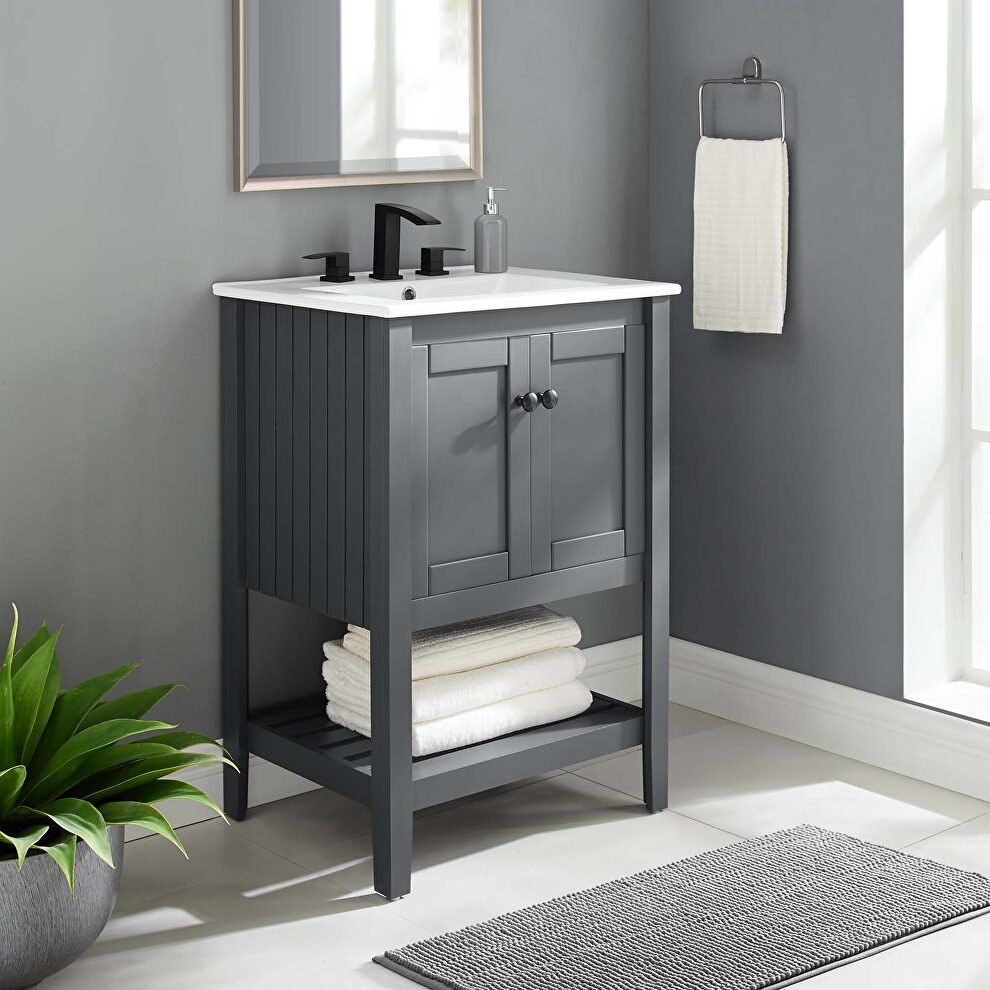 Sink Basin Not Included Modway EEI-3919-GRY Prestige 23 Bathroom Vanity Cabinet in Gray 23 Inch 