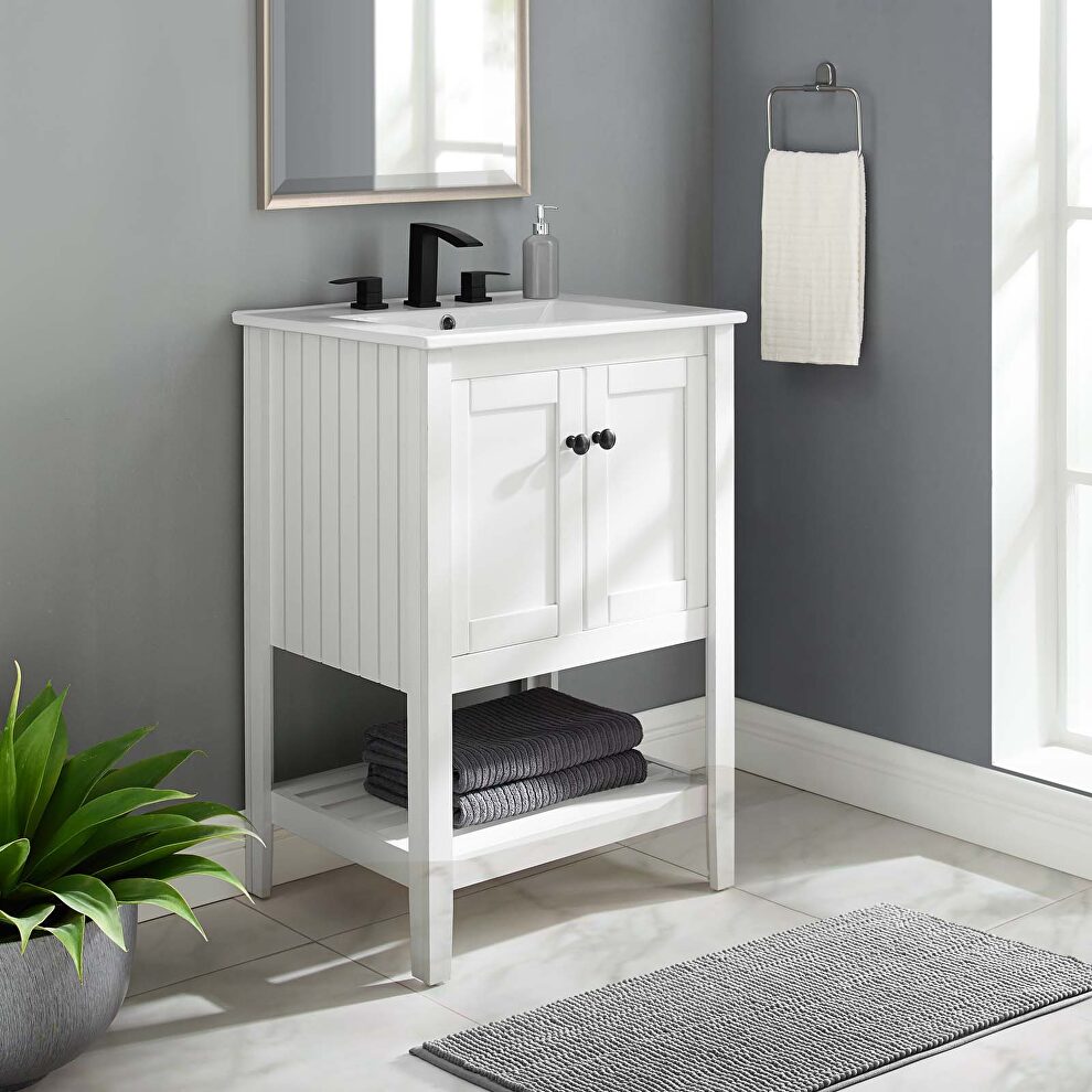 Bathroom vanity cabinet (sink basin not included) in white by Modway
