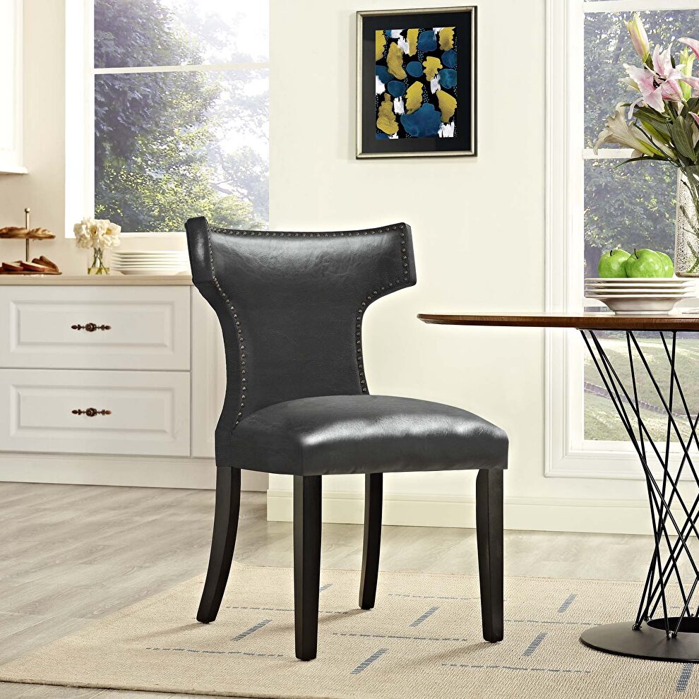 Vinyl dining chair in black by Modway