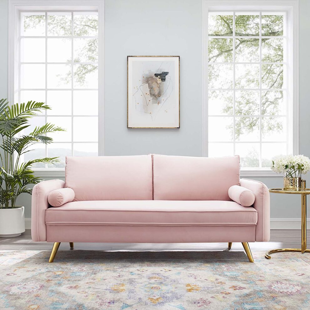Performance velvet sofa in pink by Modway