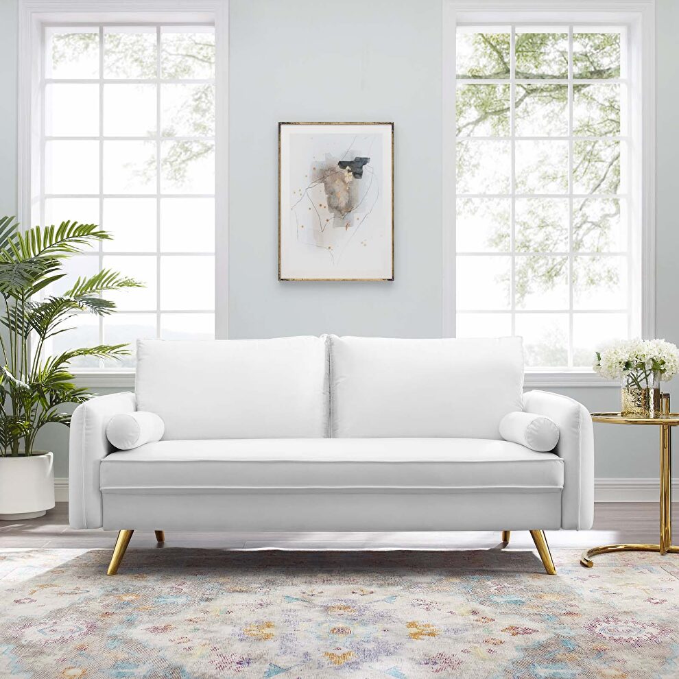 Performance velvet sofa in white by Modway