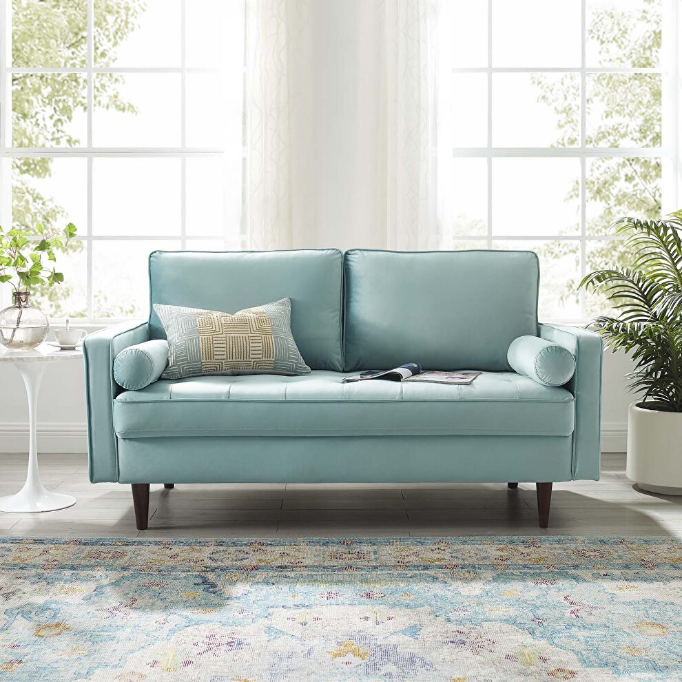 Performance velvet loveseat in mint by Modway