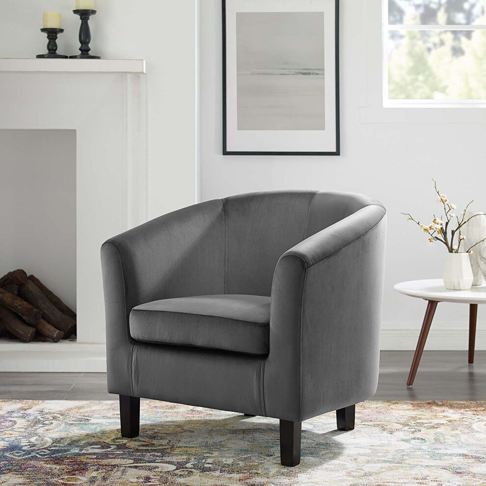 Performance velvet armchair in charcoal by Modway