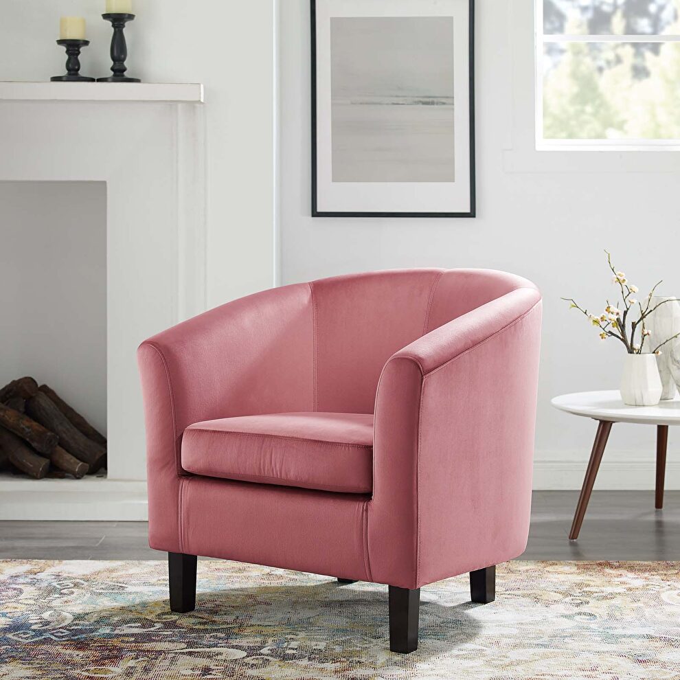 Performance velvet armchair in dusty rose by Modway