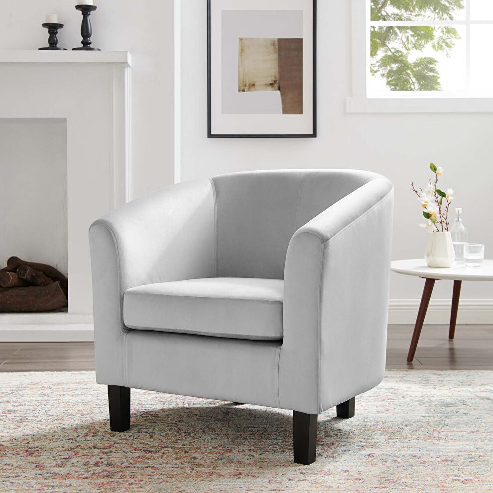 Performance velvet armchair in light gray by Modway