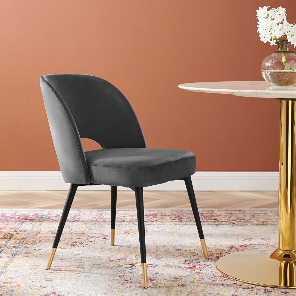 Performance velvet dining side chair in charcoal by Modway
