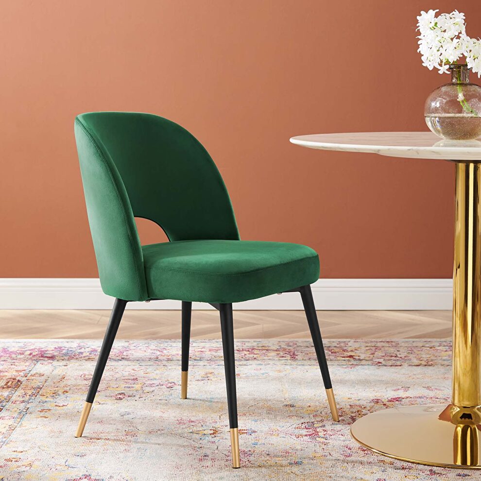 Performance velvet dining side chair in emerald by Modway