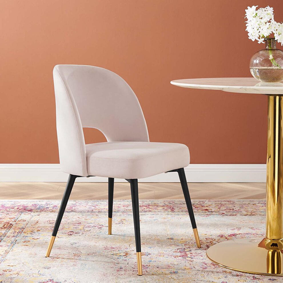 Performance velvet dining side chair in pink by Modway