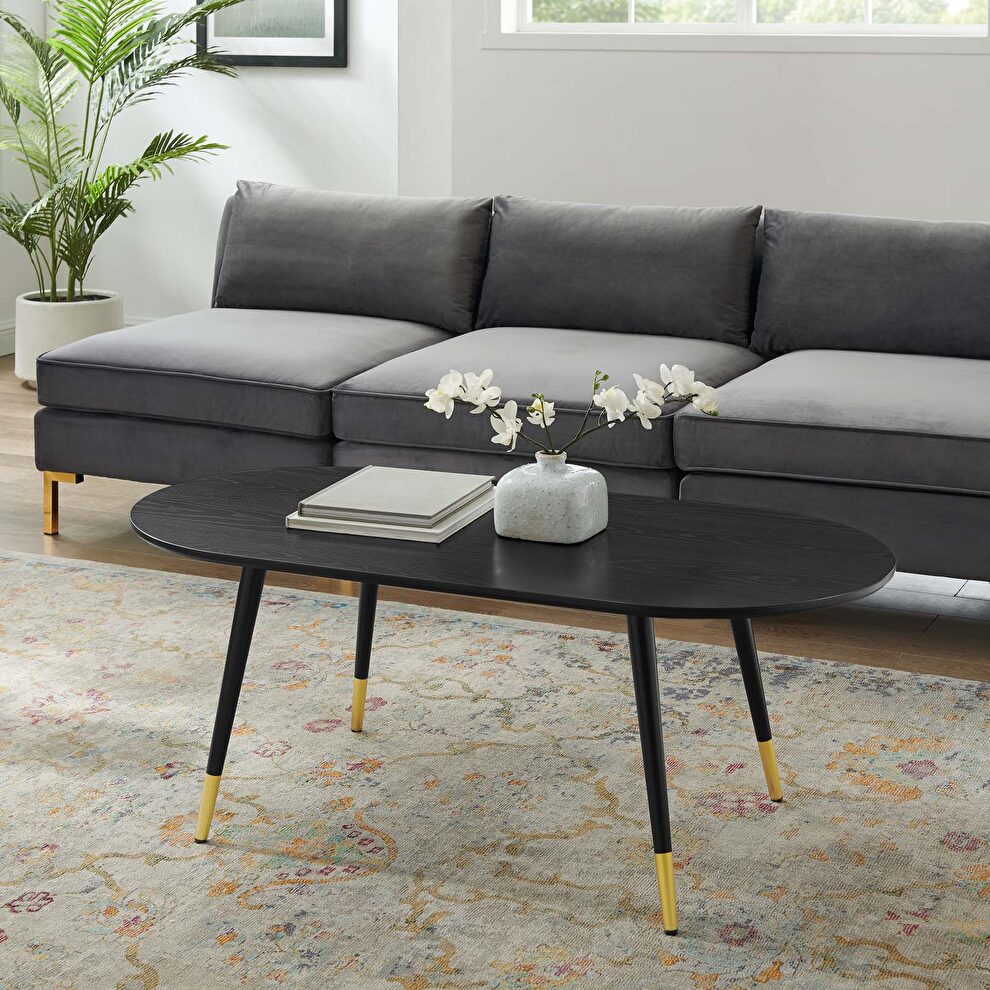 Oval coffee table in black by Modway