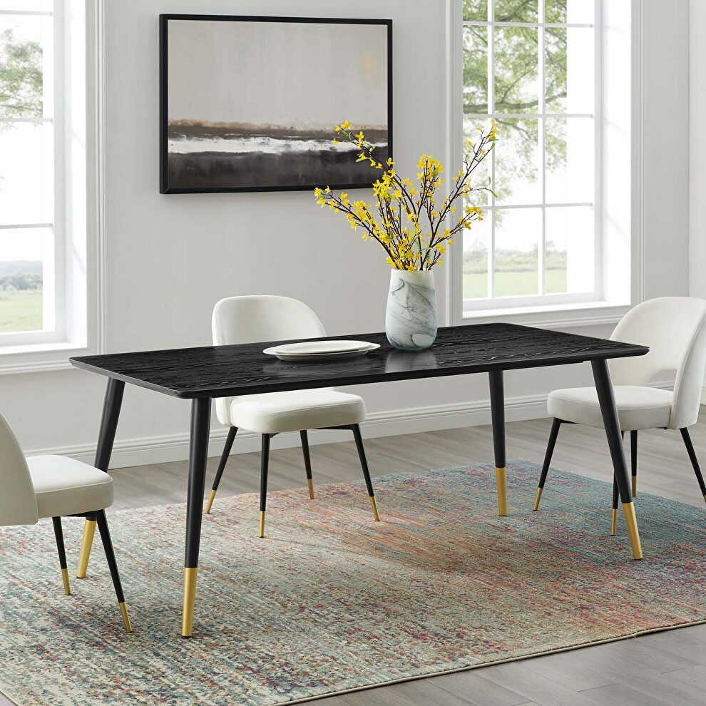 Rectangular dining table in black by Modway