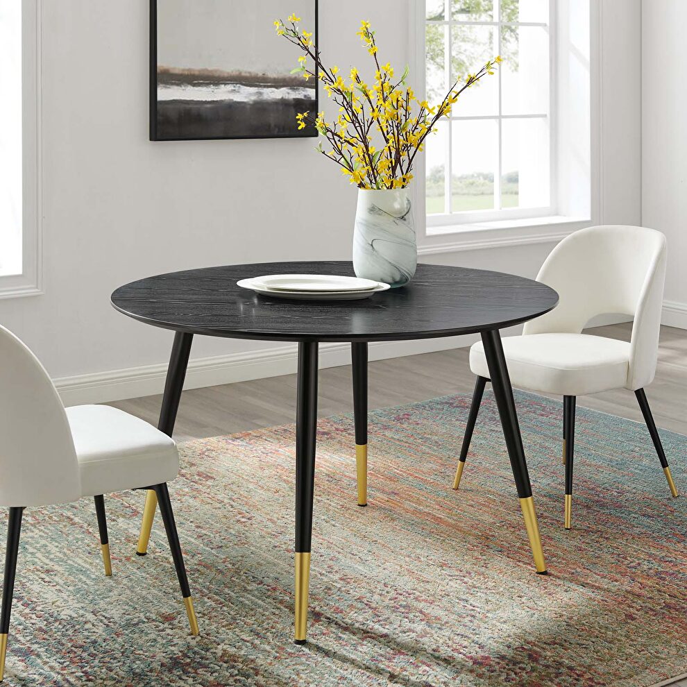Round dining table in black by Modway